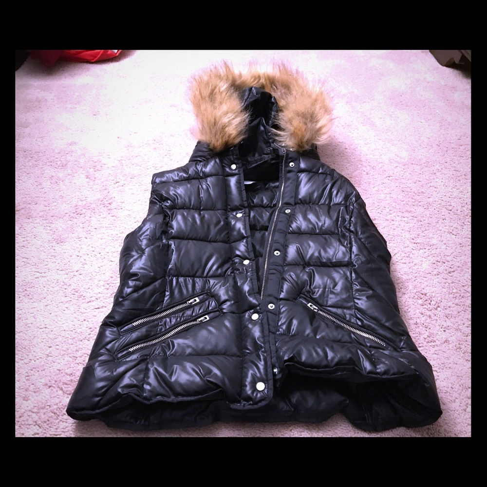 Love token faux fur winter vest